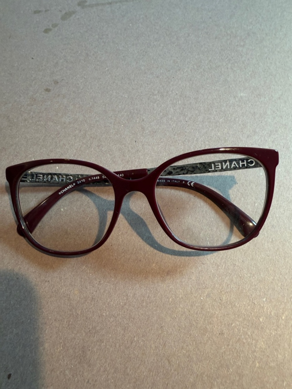 Chanel optical grade Frames/Burgundy color/hematite textured side arms NWT - Picture 2 of 9